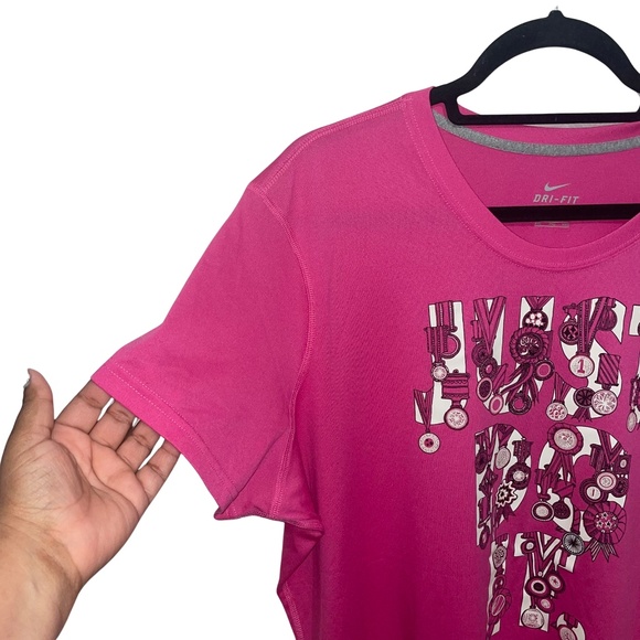 Nike Women's Pink Dry Fit "Just Do It" Top Sz XXL - Picture 2 of 12